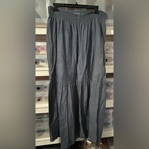 Turquoise Haven Womens Lightweight Denim Tiered Pants